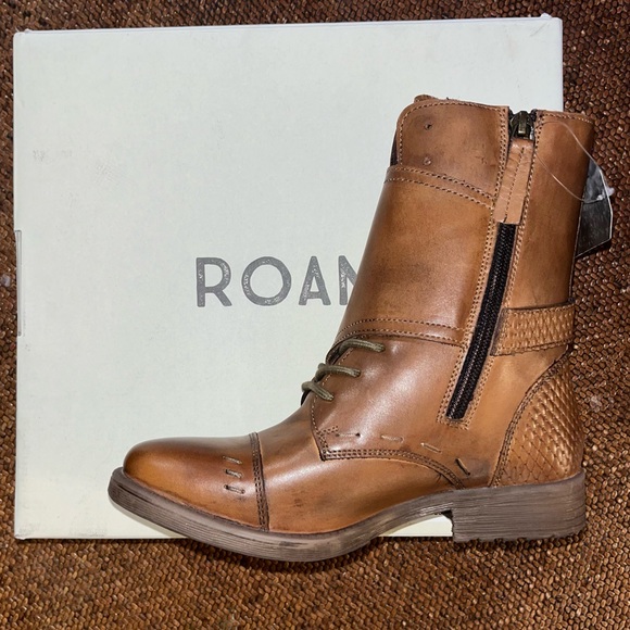 BED/STU by ROAN Tan Napa Leather Deception Wrap Over Combat Boot Women’s Size 6 - Picture 5 of 13